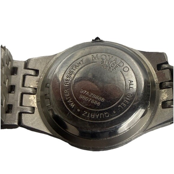 Vintage Movado Museum 97AZ8888Swiss Quartz Watch Black Dial Stainless steel